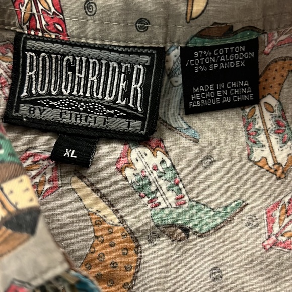 Vintage Rough Rider/Circle T cowgirl multi color boot button down shirt. - Picture 3 of 7